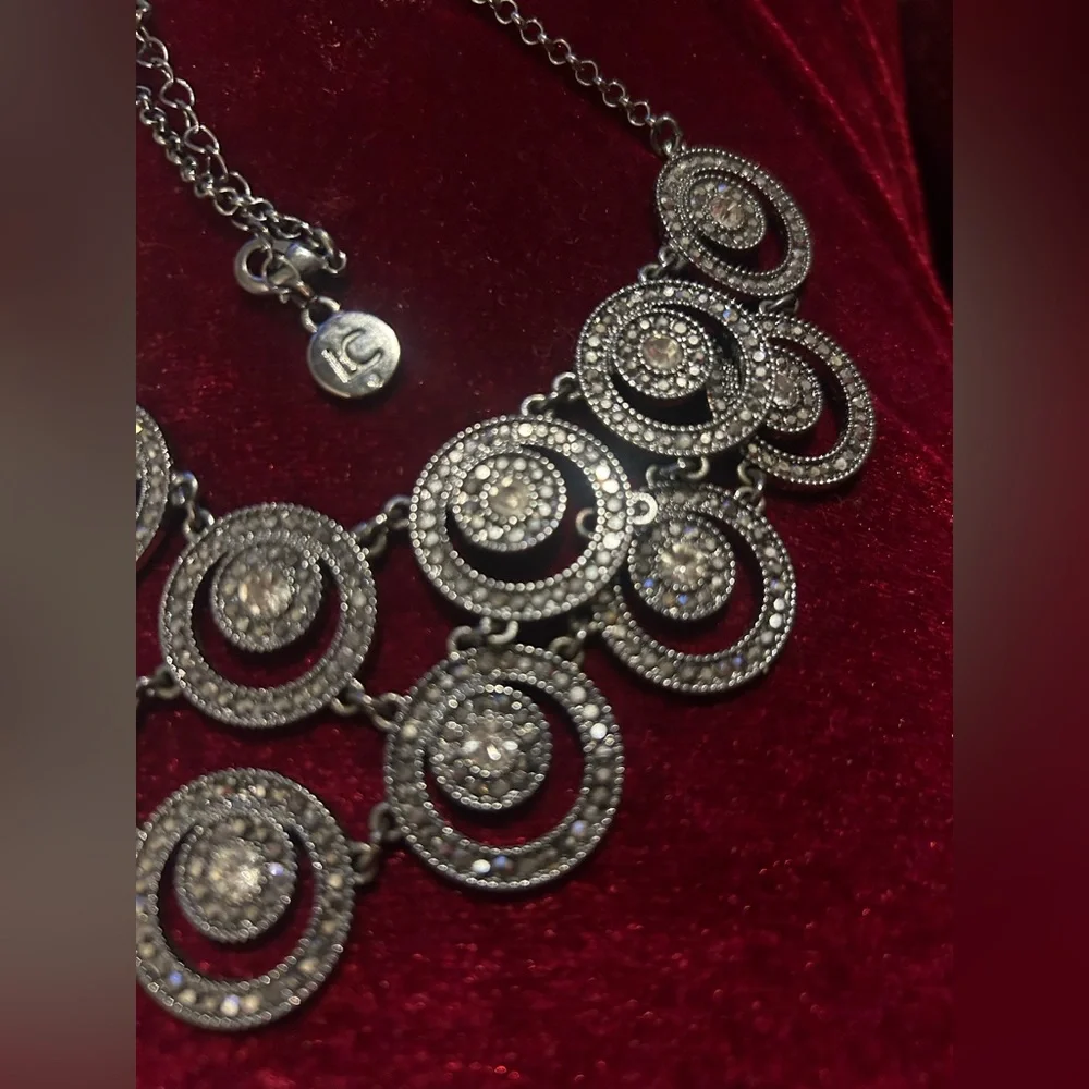Marcazite marcasite diamanté silver grey necklace beautiful old look goth - Picture 3 of 5
